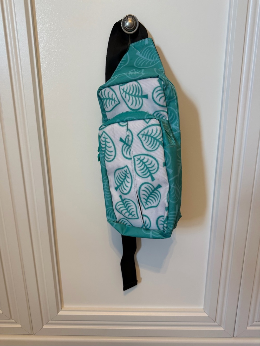 Teal Leaf Print Animal Crossing print Sling Bag